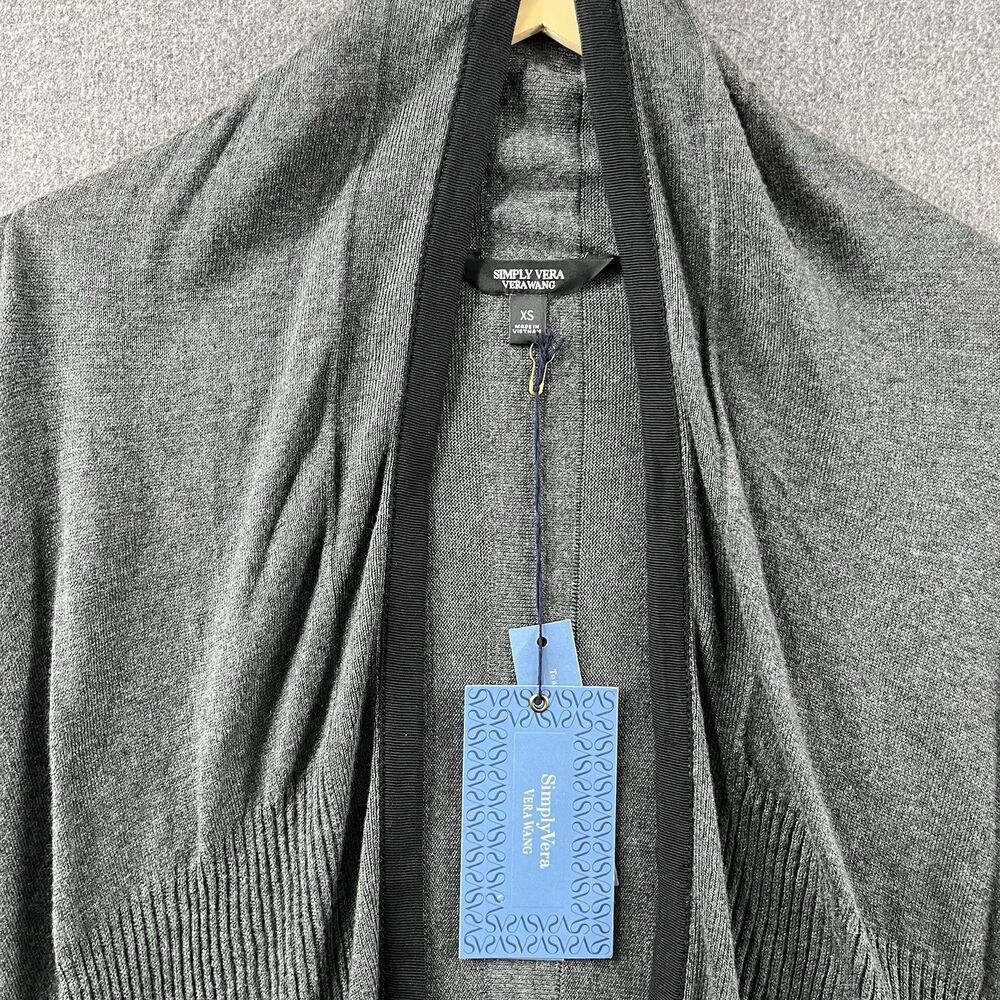 NWT Simply Vera Vera Wang Open Front Drape Cardigan Women’s XS Stretch Gray - Picture 5 of 9